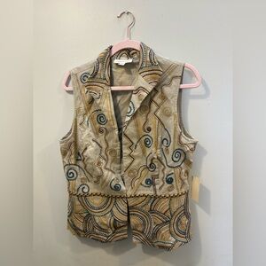 NWT Cold water Creek Embroidered linen and rayon Vest
